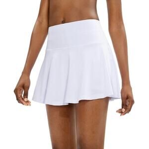 SANTINY White Pleated Tennis Skirt for Women’s 4 Pockets High Waisted Medium NEW